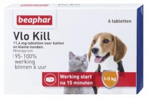Beaphar vlokill+ hond/kat tot 11kg 6tabl