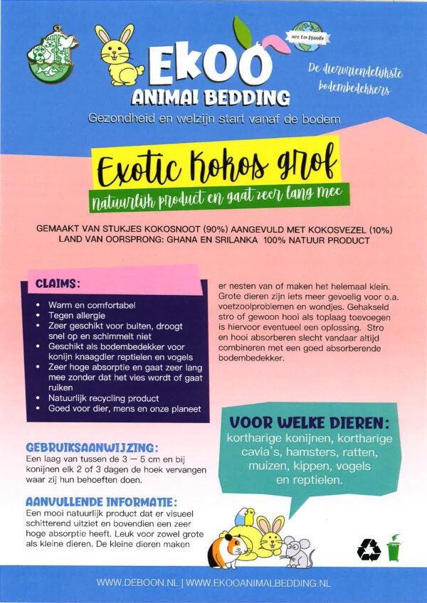 Ekoo Animalbedding Exotic Kokos Grof 25Ltr.