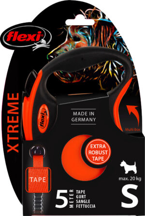 Flexi XTREME, band S: 5 m, zwart/oranje