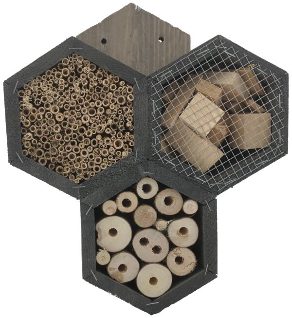 GS Insectenhotel – Bijenhotel Hexagon 11 x 27 x 33 cm – Grijs