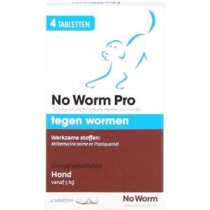 No Worm Pro ontwormingstabletten hond 4tabl