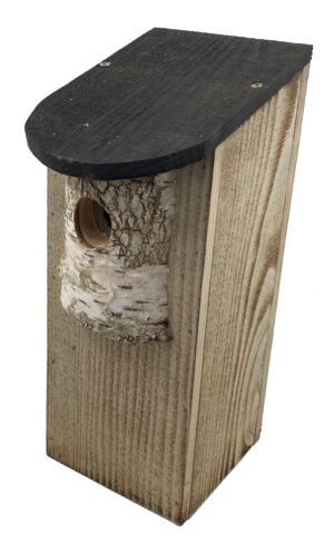 Vogelhuisje berk 12 x 12 x 30 cm Nestkastje gevlamd