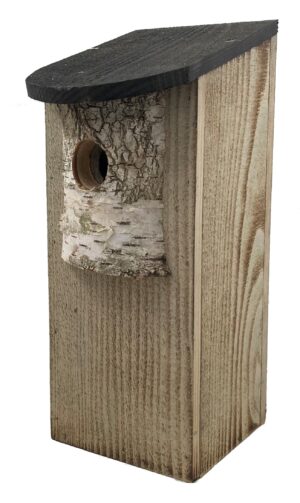 Vogelhuisje berk 12 x 12 x 30 cm Nestkastje gevlamd