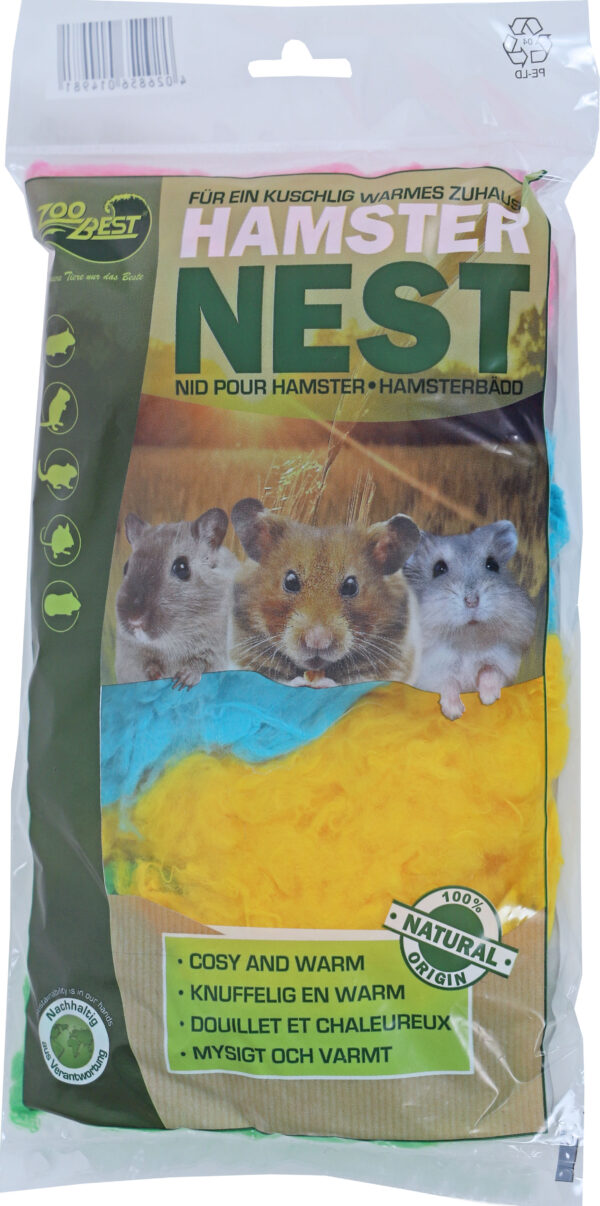 Zoobest Hamsterwol Katoen 4-Kleuren 30 Gram